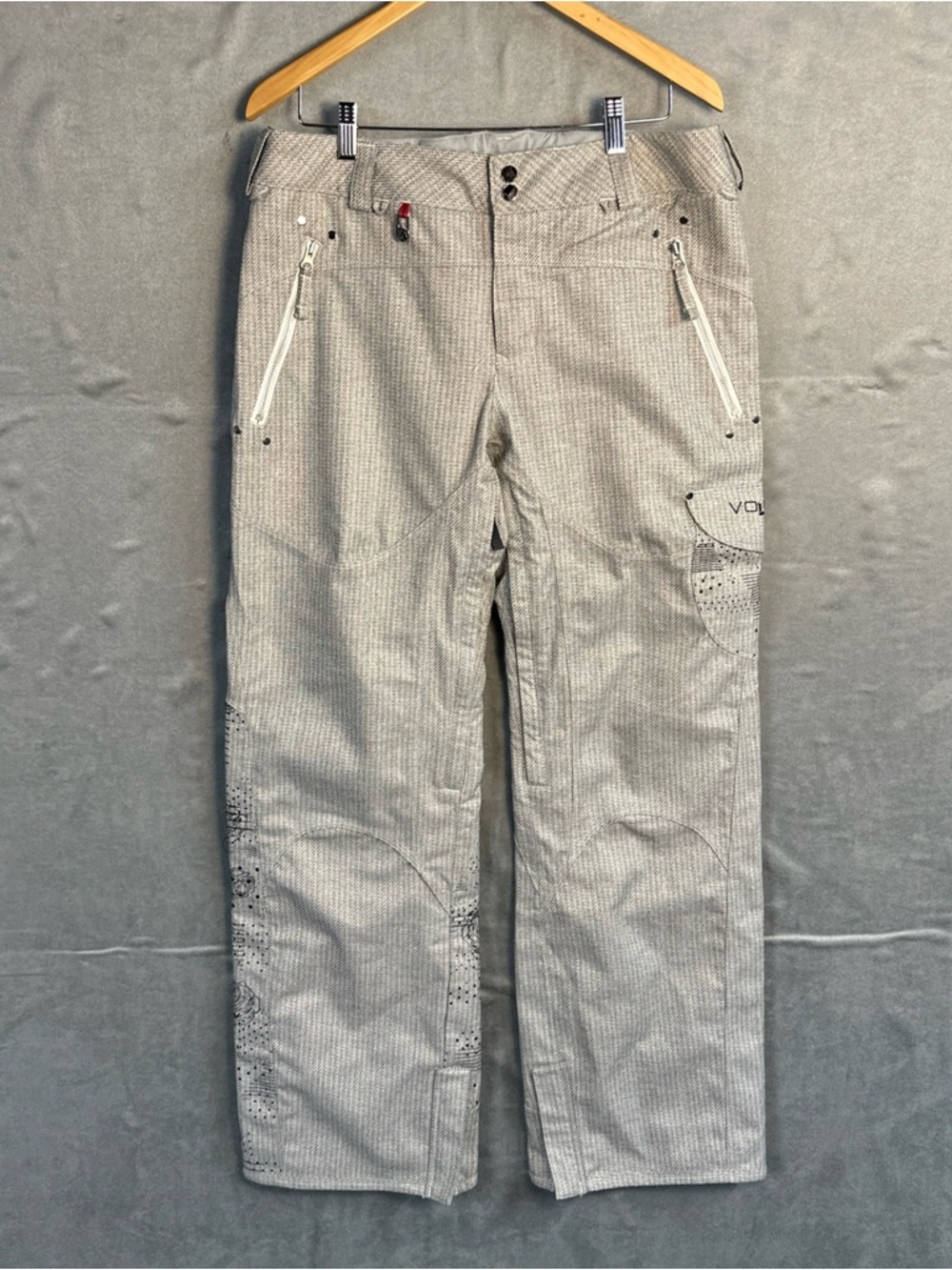 Volcom Nimbus 10K Snowboard Pants Womens L Gray Waterproof Ski Emerald